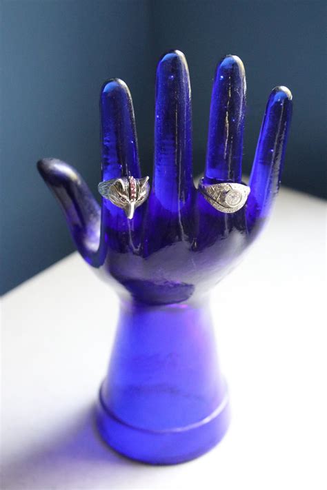Cobalt Blue Glass Display Hand