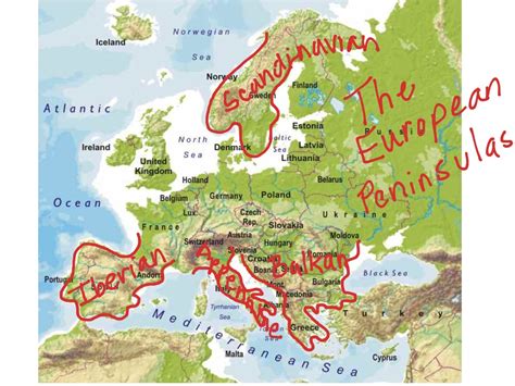 Europe Peninsulas Map