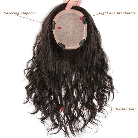 Thick 100 Remy Human Hair Curly Hair Topper Silk Base Hair Piece