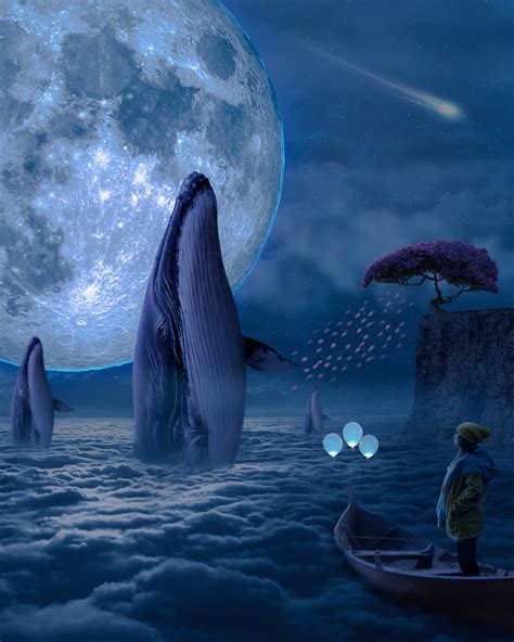 Artstation Fantasy Cloud Whales