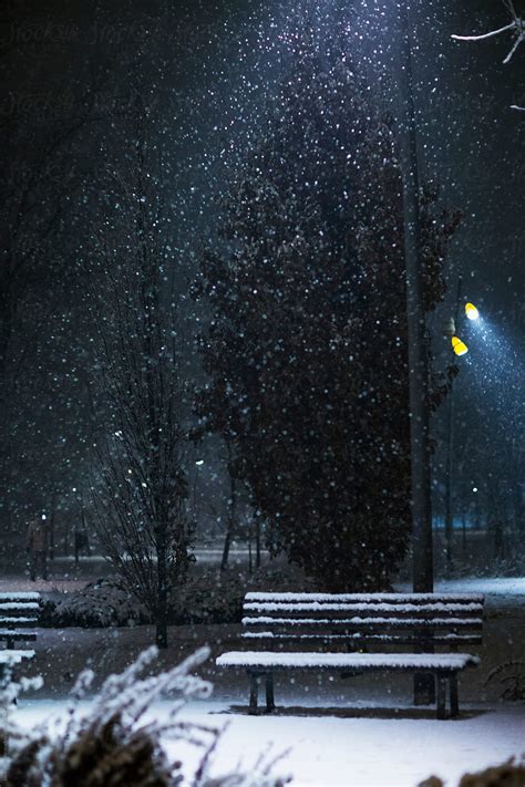 Snowy Night In The City Del Colaborador De Stocksy Jovana Rikalo