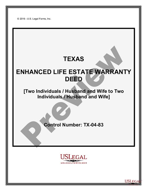 Mckinney Texas Enhanced Life Estate Or Lady Bird Warranty Deed From Two