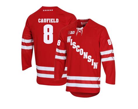 Mens Cole Caufield Red Wisconsin Badgers Hockey Jersey 8