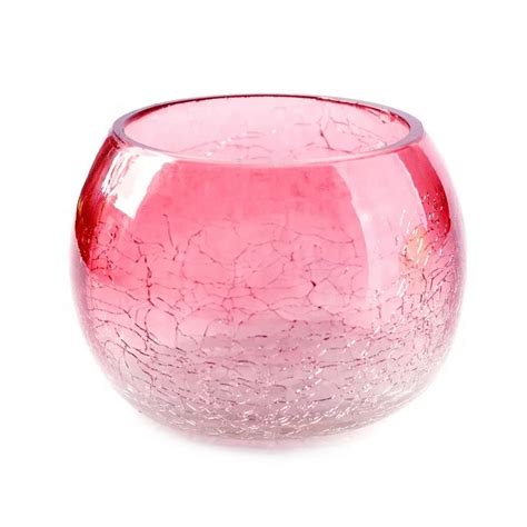 Wholesale Colored Glass Candle Holder Round Cracked Glass Candle Holder