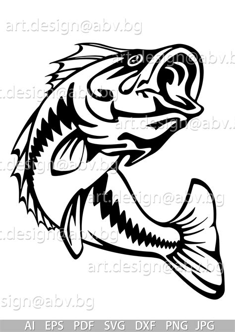 Vector FISH Largemouth Bass AI Eps Pdf PNG Svg Dxf Etsy Fishing