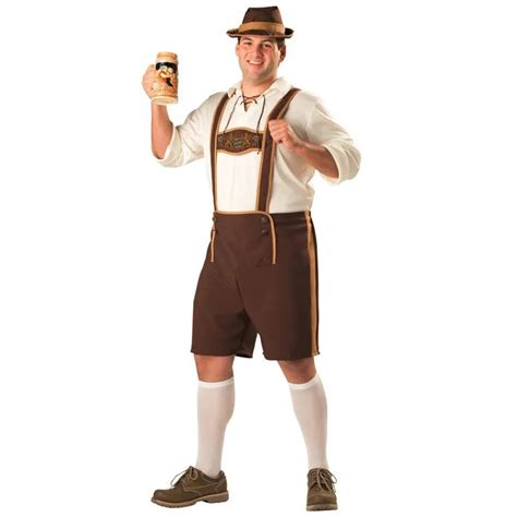 German Oktoberfest Bavarian Mens Lederhosen Beer Guy Costume With Hat