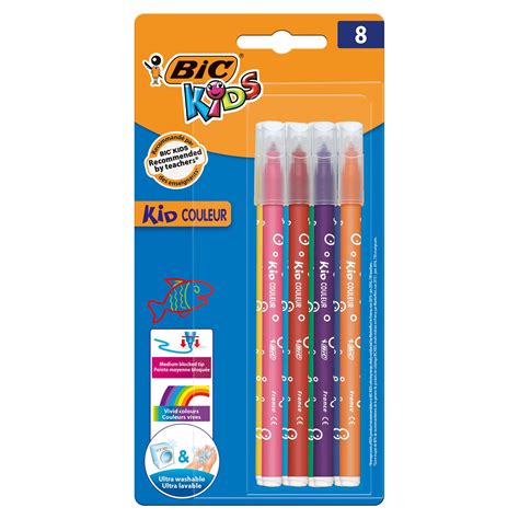 Bic Kids Kid Couleur Felt Tip Pens Assorted Blister Of 8 Stationery