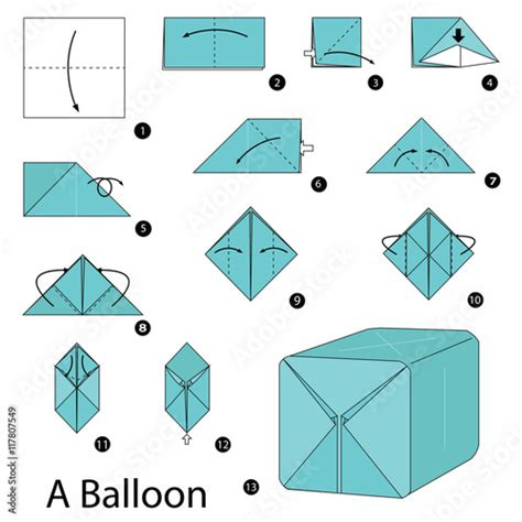 Step By Step Instructions How To Make Origami A Balloon Stock Vector