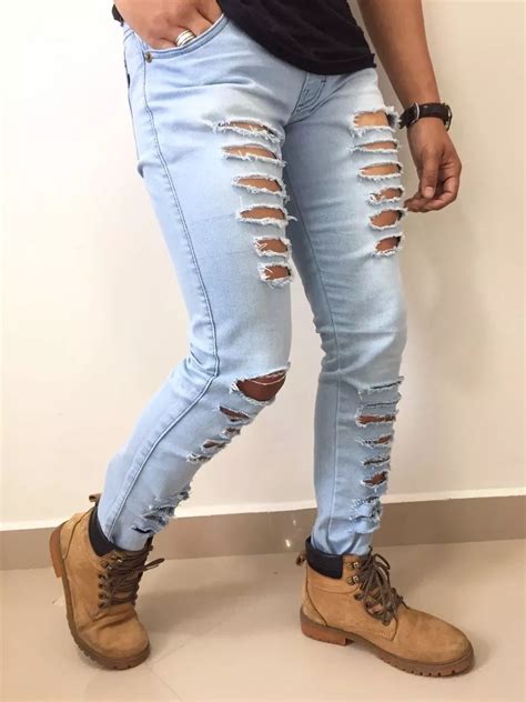 Calça Jeans Masculina Destroyed Rasgada Moda Customizada R 89 99 em