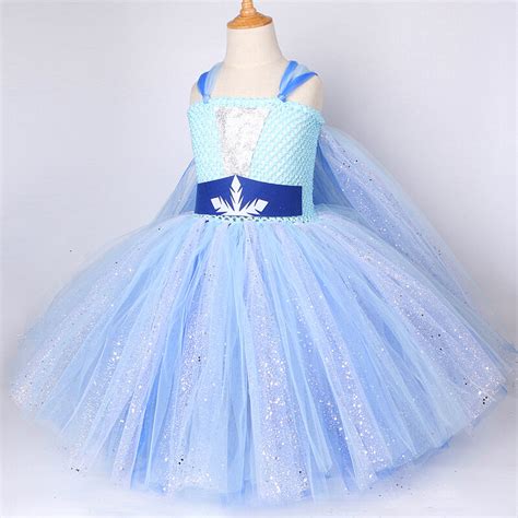 فستان طويل إلسا المجمد سباركلي للفتيات أزياء هالوين للأطفال فساتين ديزني سنو الملكة الأميرة الزي