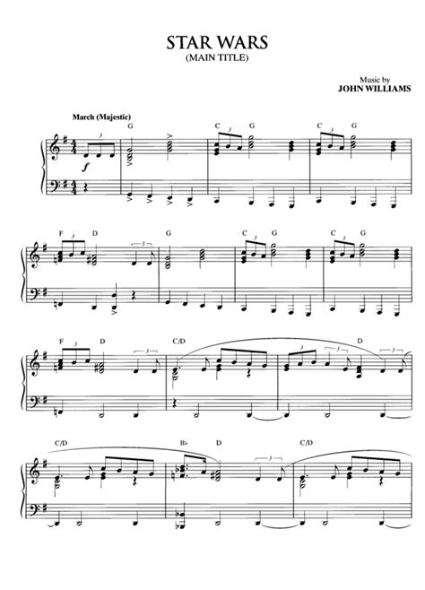 Star Wars Main Title Piano Sheet Music Easy Sheet Music