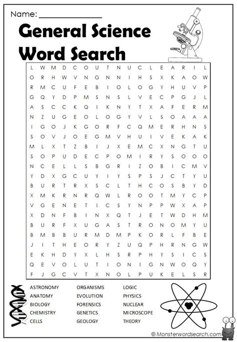 Awesome General Science Word Search Science Words Science Word