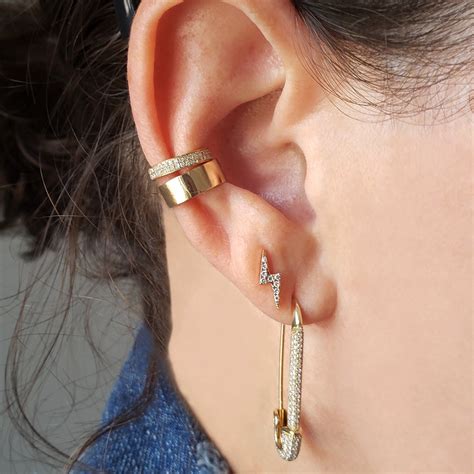 Wide Solid Gold Ear Cuff Designer Gold Earrings The Earstylist The Ear Stylist By Jo Nayor