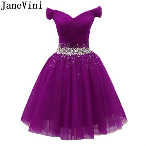 Janevini Robe De Soiree Purple Homecoming Dresses Short Tulle Bleu