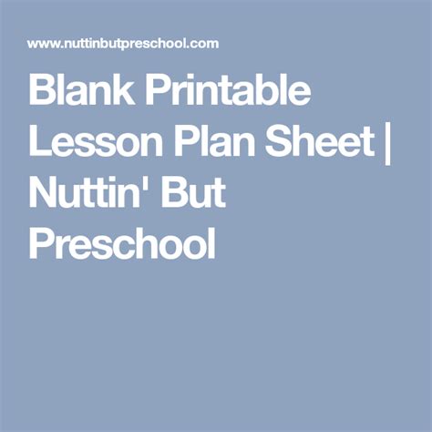 Blank Printable Lesson Plan Sheet Nuttin But Preschool Vrogue