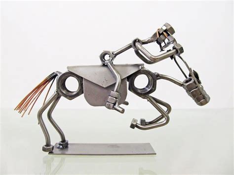 Horse And Jockey Ornamental Sculpture Nuts And Bolts Art Arte De