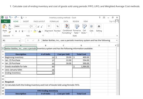 Solved 1 Calculate Cost Of Ending Inventory And Cost Of