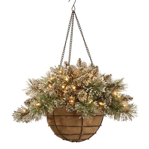 National Tree Company 20 In Pre Lit Glittery Bristle Pine Hanging
