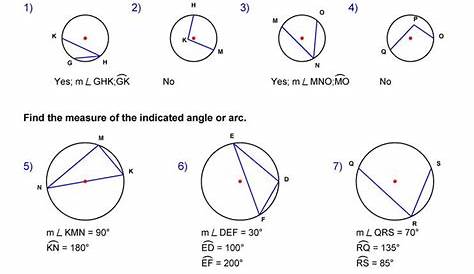 Arcs Central Angles And Inscribed Angles Worksheet Answers - Printable