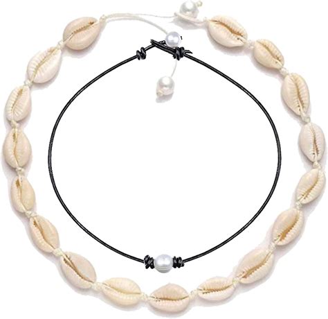 Amazon Com Happrrow Pcs Puka Shell Choker Necklace For Women Pearl