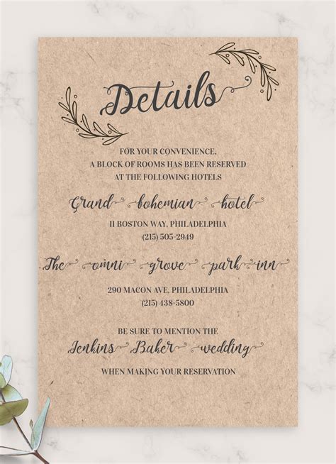 Details Card Wedding Template