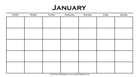 Printable January Calendars Blank Calendar