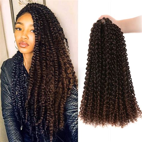 Passion Twist Hair Ombre Brown 18 Inch 6 Packs Water Wave Crochet