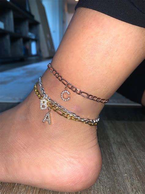 Custom Crystal Initial Anklet Customized Jewelry Letter Anklet Etsy