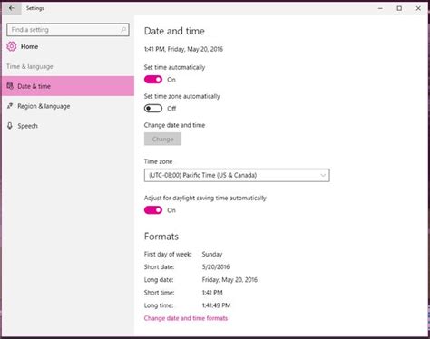 Windows 10 Settings Menu The Time And Language Tab Cnet