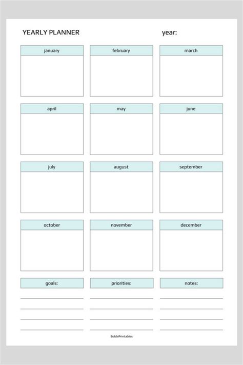 Simple Yearly Planner Printable