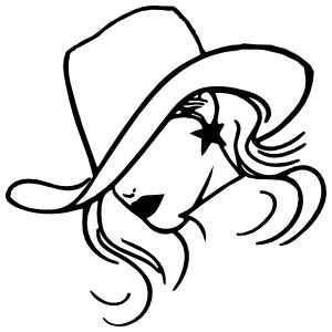 Cowgirl Head Tilting Her Cowboy Hat Sticker