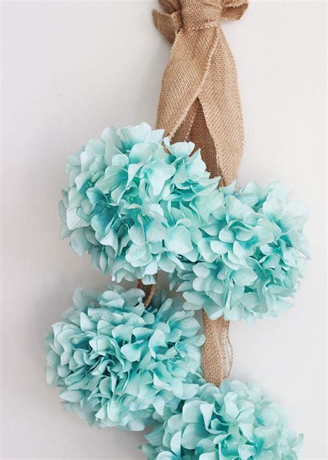 Realistic and romantic, faux hydrangea stems continue to be a favorite of brides. Silk Hydrangea Kissing Ball in Teal Blue - 4 Pomanders ...