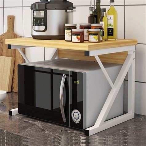 It's also very functional with two drawers and four cabinets. 2 Tier Kitchen Counter Shelf Microwave Stand Storage Spice ...