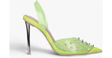 Carvela Kurt Geiger Synthetic Sharp Stud Detail Pvc Court Shoes In Lime Green Lyst Uk