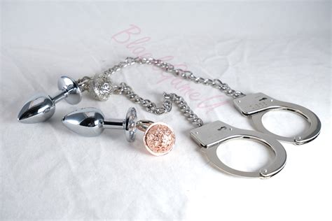 Jeweled Butt Plug Handcuff With Chain And Bell Fetish Etsy