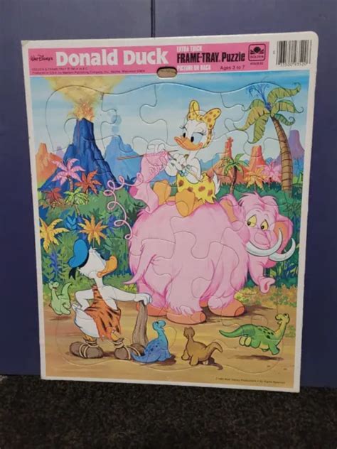 1983 Walt Disney Donald Duck Caveman Frame Tray Puzzle Prehistoric