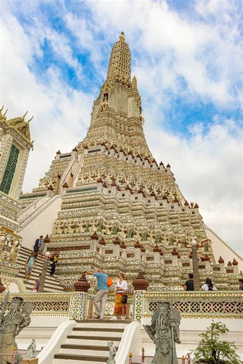 Wat Arun Monumental Buddhist Temple In Bangkok Thailand Editorial