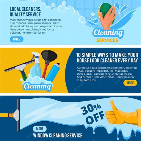 Premium Vector Banners Set With Cleaning Service Theme