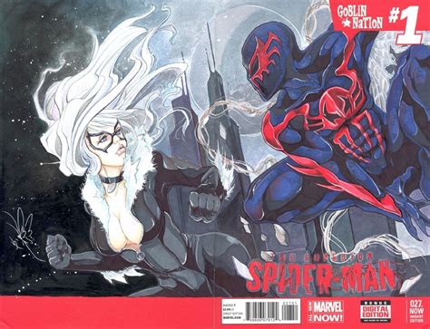 Black Cat And Spider Man 2099 The Superior Spider Man 27 Sketch Cover By Yuriko Shirou In D
