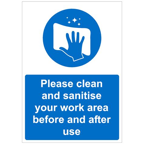 Please Clean Work Area Covid 19 Coronavirus Signage Cov46 Shop