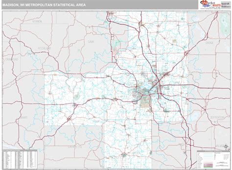 Madison Wi Metro Area Zip Code Wall Map Premium Style By Marketmaps