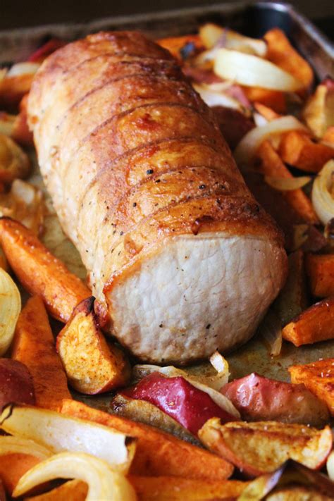 Pork Roast With Sweet Potatoes Apples And Onions Glutenfreefix