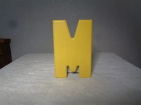 Vintage Metal 75and Tall Marquee Letter M Chipped Yellow Paint 2000