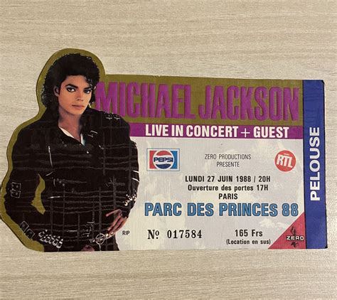 Billet Concert Michael Jackson Concert Parc Des Princes France