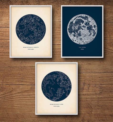 Astronomy Print Set Of 3 Star Map Print Star Chart Print