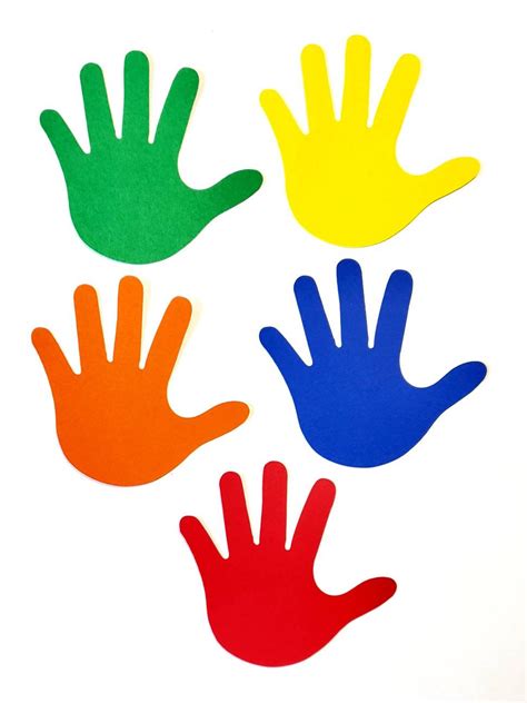 Handprint Shape Die Cuts In Primary Colors Handprint Shape Cut Etsy