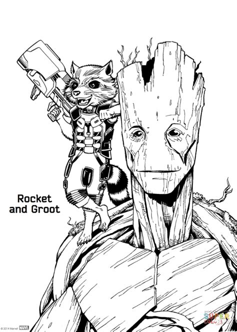 Rocket and groot coloring page. Rocket and Groot from Guardians of the Galaxy coloring ...