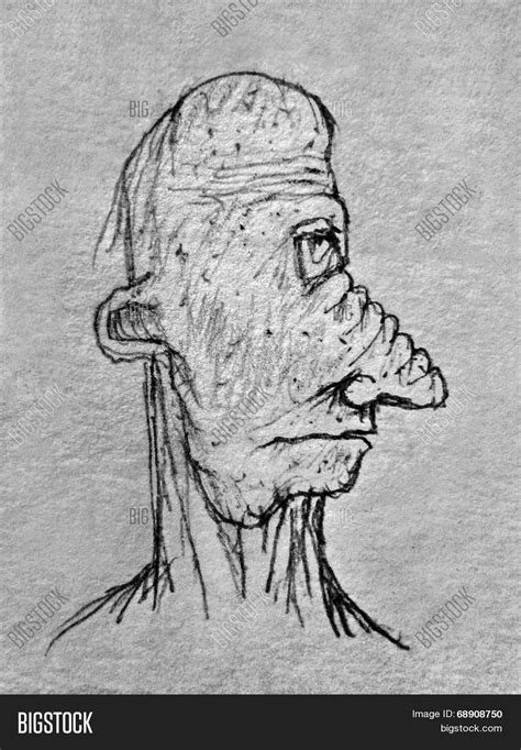 Old Man Side Profile Drawing