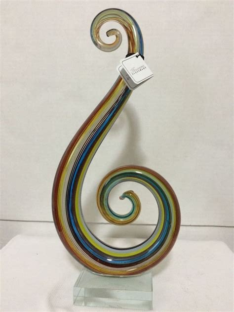 Murano Art Glass Sculpture Multi Color S Shape Swirl Marked New Glass Art Sculpture Glass
