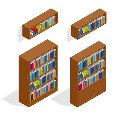 Premium Vector A Vector Illustration Of A Set Of Bookshelves